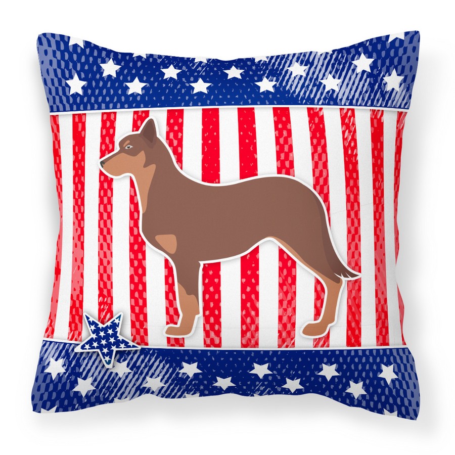USA Patriotic Australian Kelpie Dog Fabric Decorative Pillow