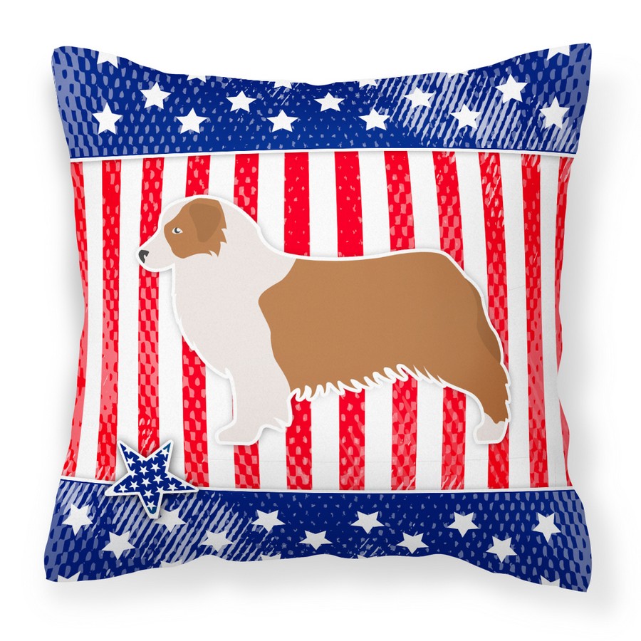 USA Patriotic Australian Shepherd Dog Fabric Decorative Pillow
