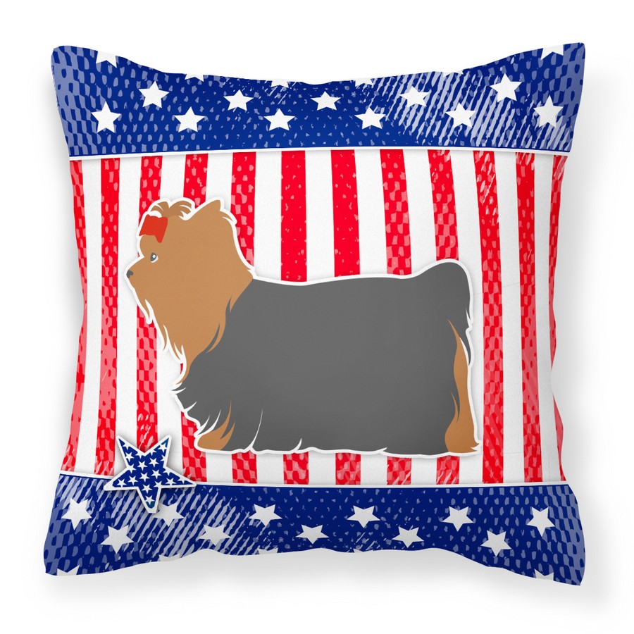 USA Patriotic Yorkshire Terrier Yorkie Fabric Decorative Pillow