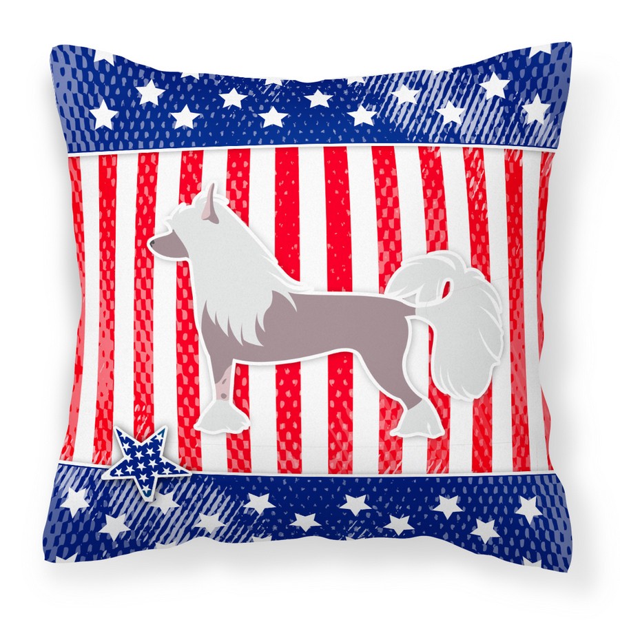 USA Patriotic Chinese Crested Fabric Decorative Pillow