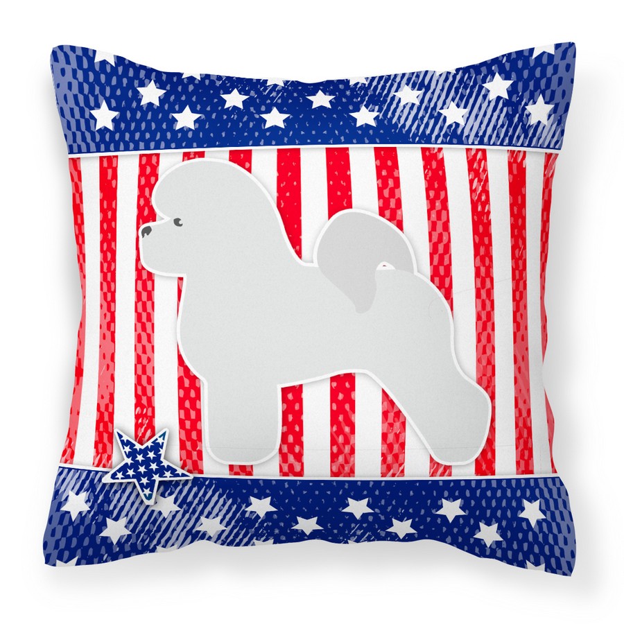 USA Patriotic Bichon Frise Fabric Decorative Pillow