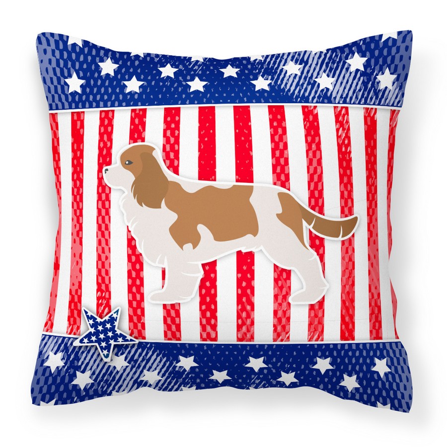 USA Patriotic Cavalier King Charles Spaniel Fabric Decorative Pillow