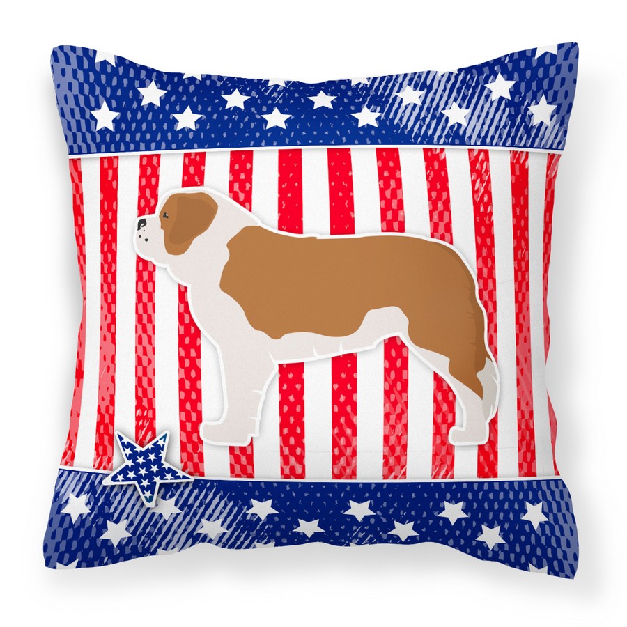 USA Patriotic Saint Bernard Fabric Decorative Pillow