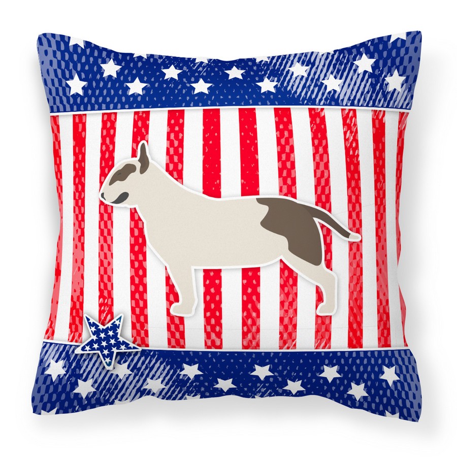 USA Patriotic Bull Terrier Fabric Decorative Pillow