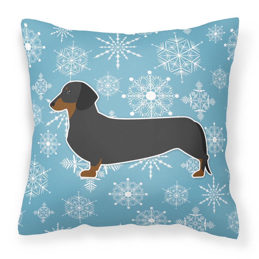 Winter Snowflake Dachshund Fabric Decorative Pillow