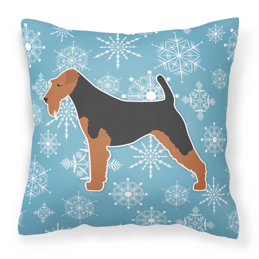 Winter Snowflake Welsh Terrier Fabric Decorative Pillow