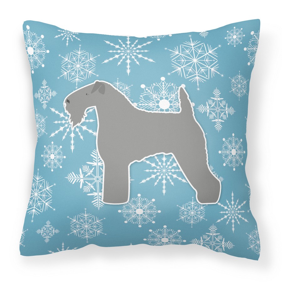 Winter Snowflake Kerry Blue Terrier Fabric Decorative Pillow