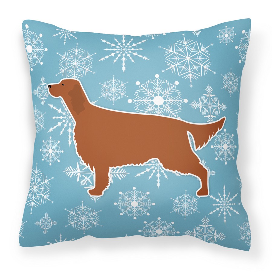 Winter Snowflake Irish Setter Fabric Decorative Pillow