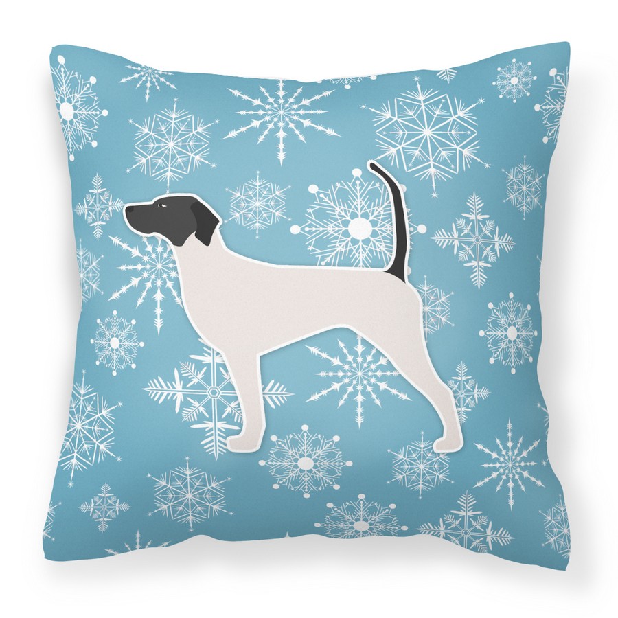 Winter Snowflake English Pointer Fabric Decorative Pillow