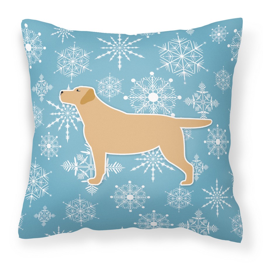 Winter Snowflake Yellow Labrador Retriever Fabric Decorative Pillow