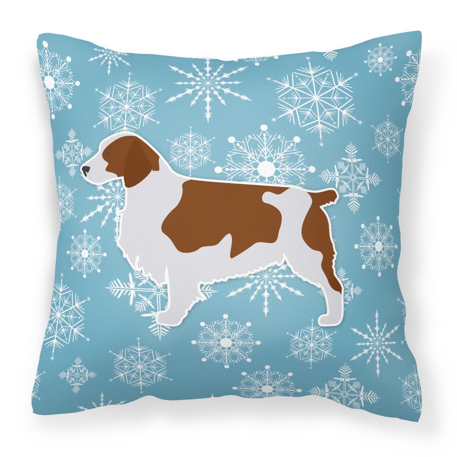 Winter Snowflake Welsh Springer Spaniel Fabric Decorative Pillow