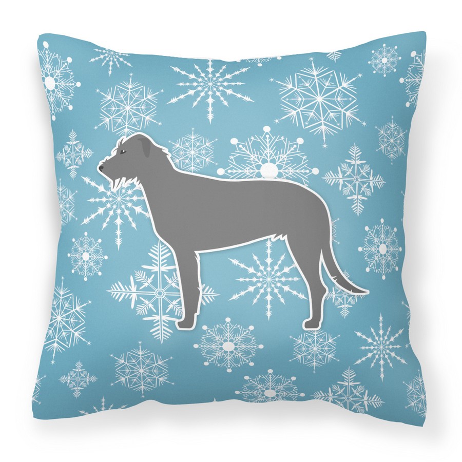 Winter Snowflake Irish Wolfhound Fabric Decorative Pillow