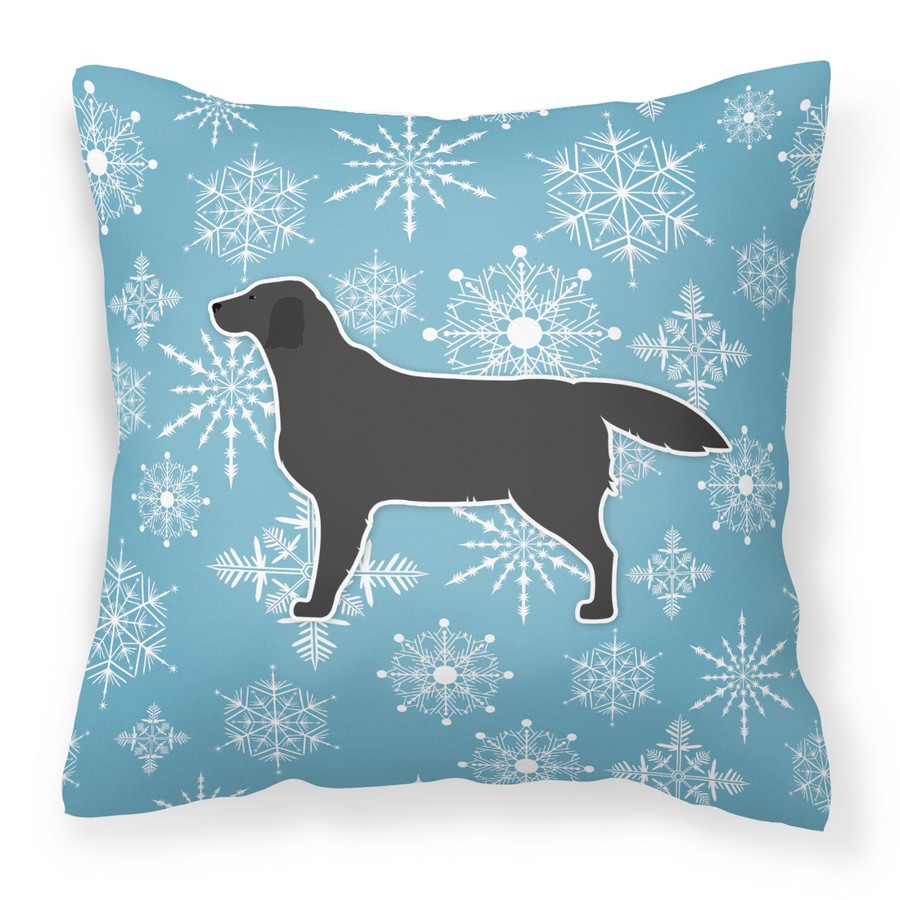 Winter Snowflake Black Labrador Retriever Fabric Decorative Pillow
