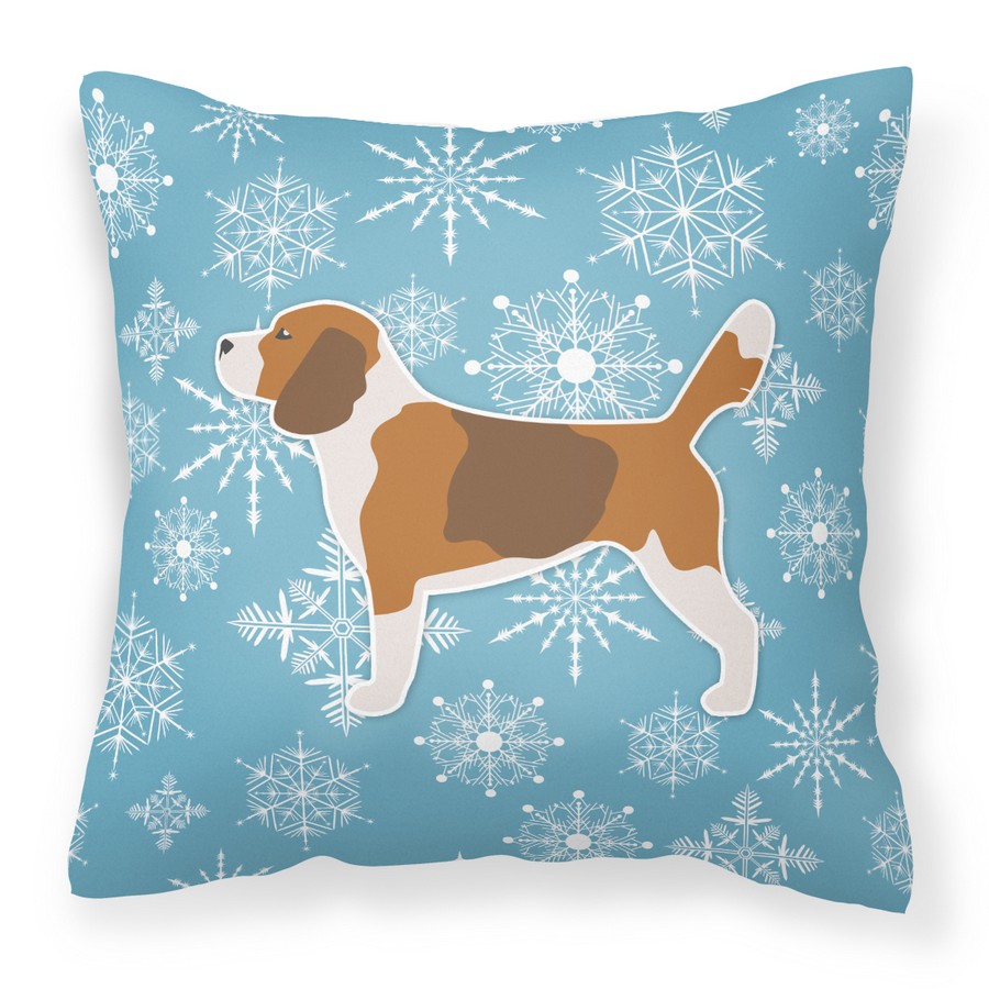 Winter Snowflake Beagle Fabric Decorative Pillow