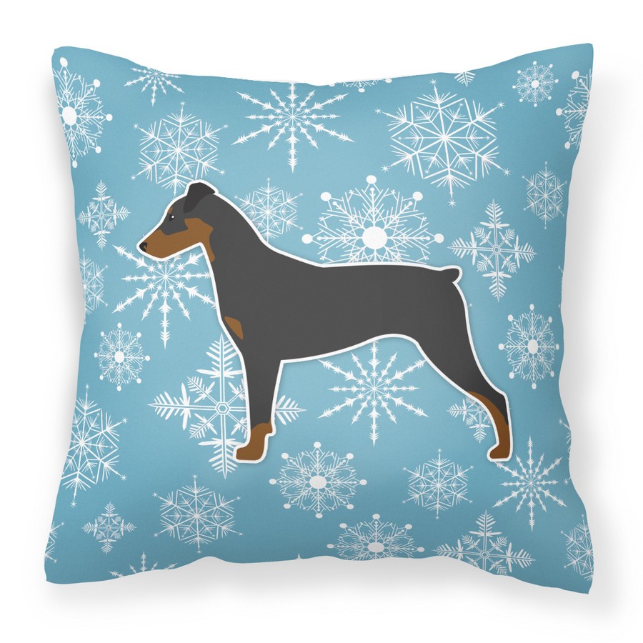 Winter Snowflake German Pinscher Fabric Decorative Pillow