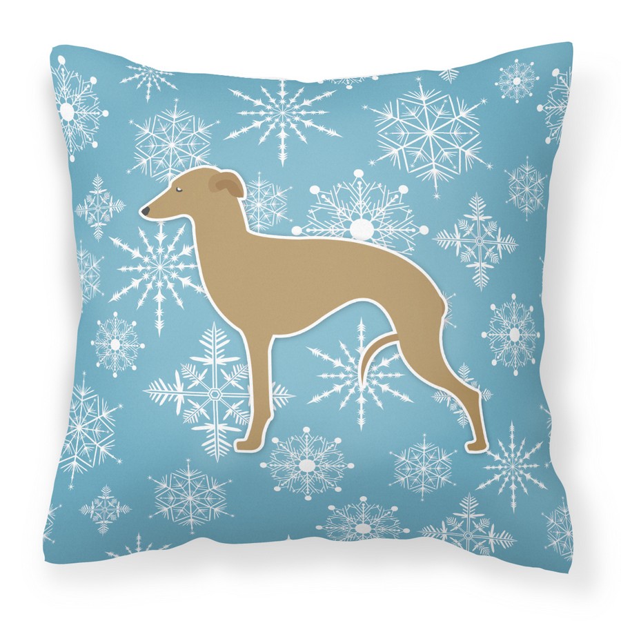 Winter Snowflake Italian Greyhound Fabric Decorative Pillow