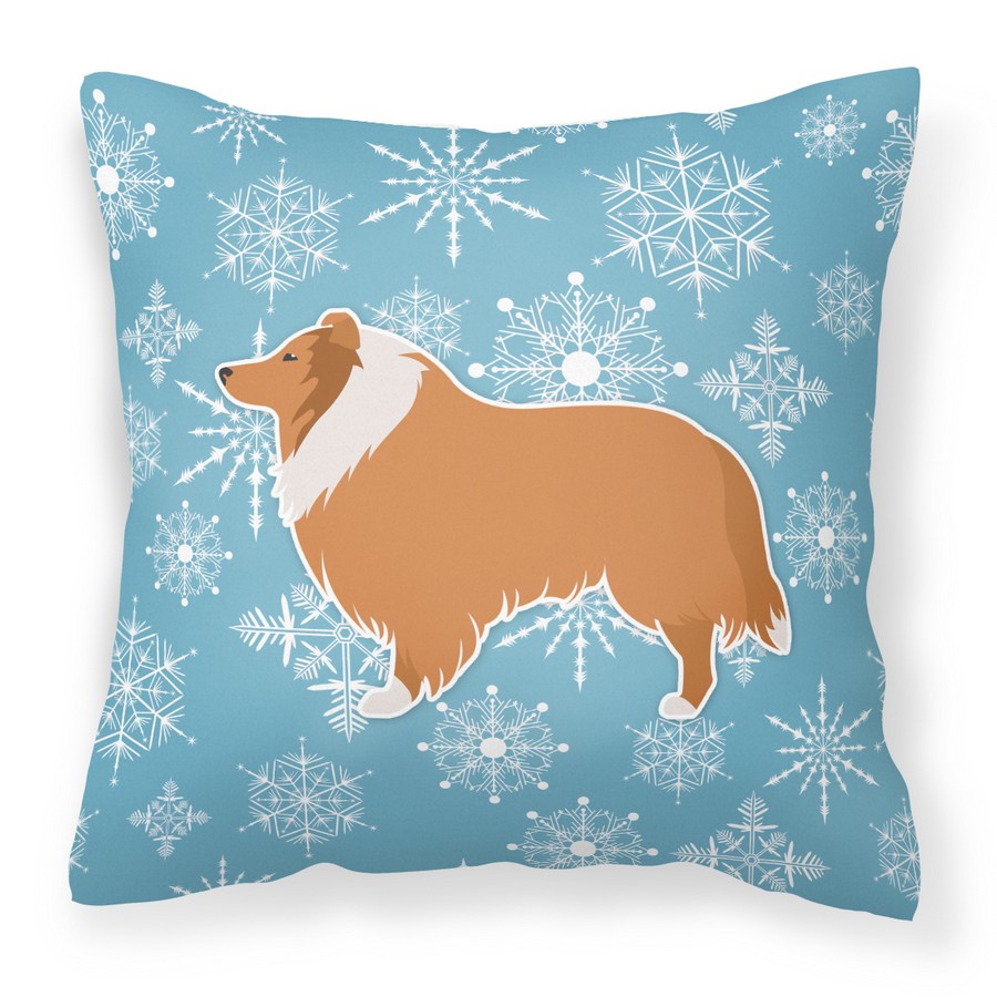 Winter Snowflake Collie Fabric Decorative Pillow