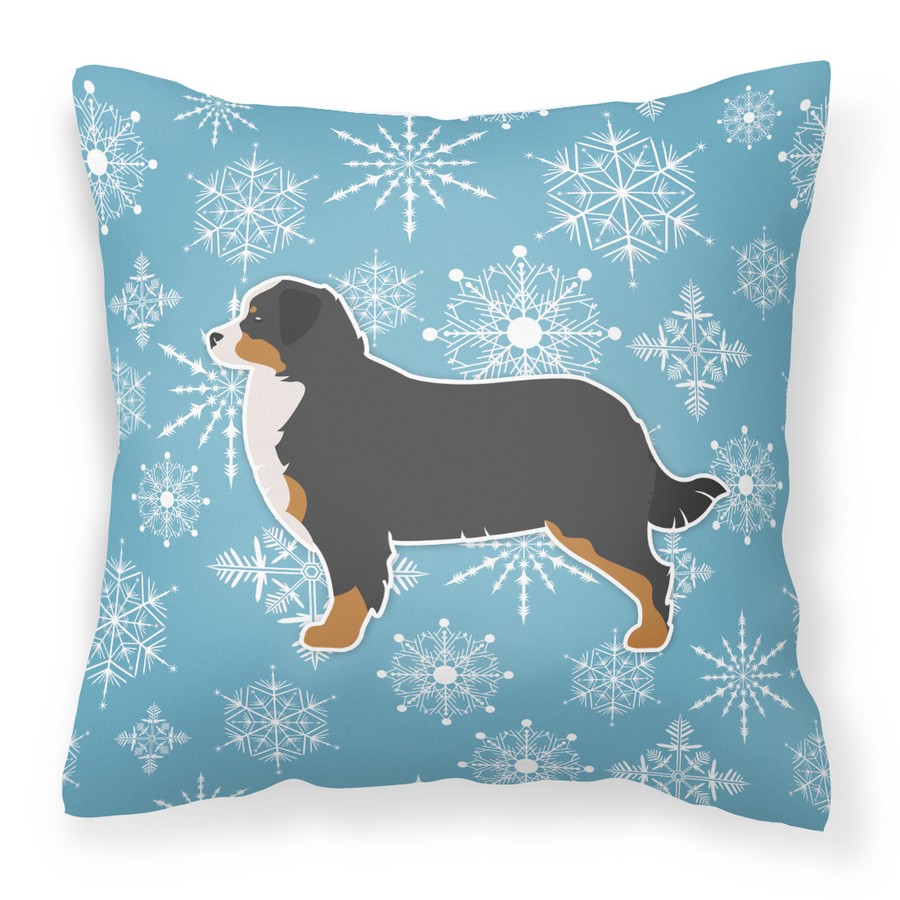 Winter Snowflake Bernese Mountain Dog Fabric Decorative Pillow