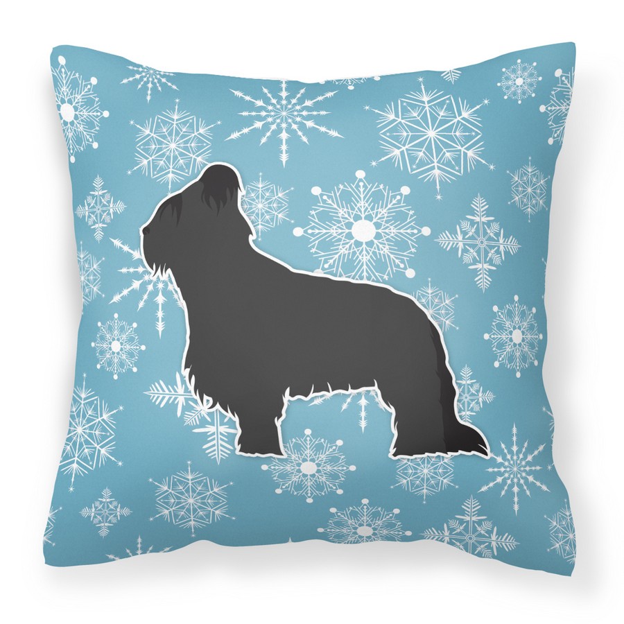 Winter Snowflake Briard Fabric Decorative Pillow