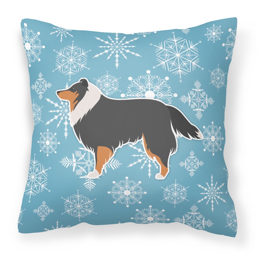 Winter Snowflake Sheltie & Shetland Sheepdog Fabric Decorative Pillow