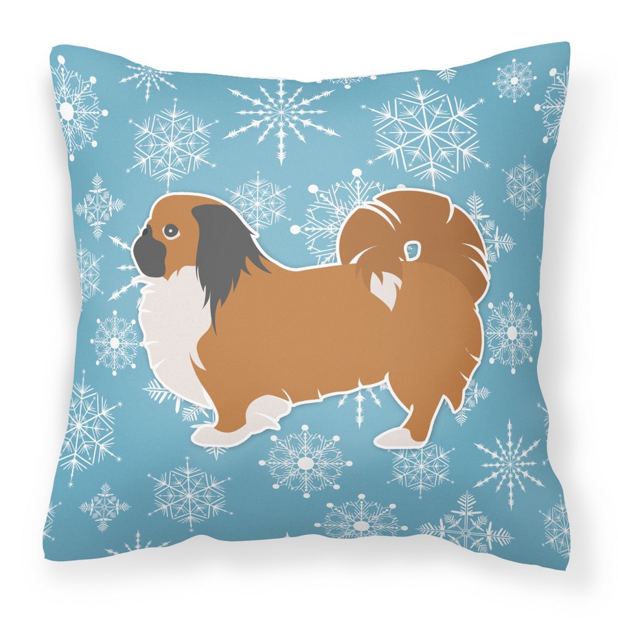 Winter Snowflake Pekingese Fabric Decorative Pillow