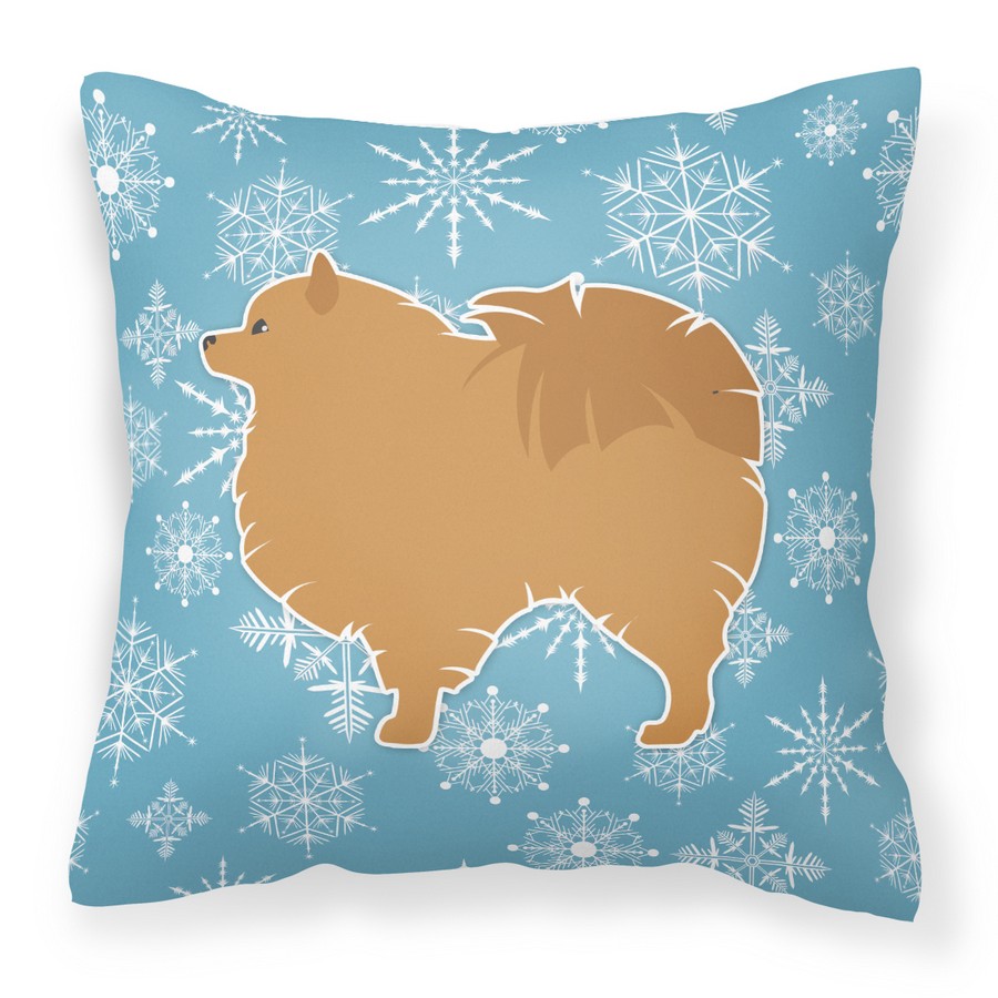 Winter Snowflake Pomeranian Fabric Decorative Pillow