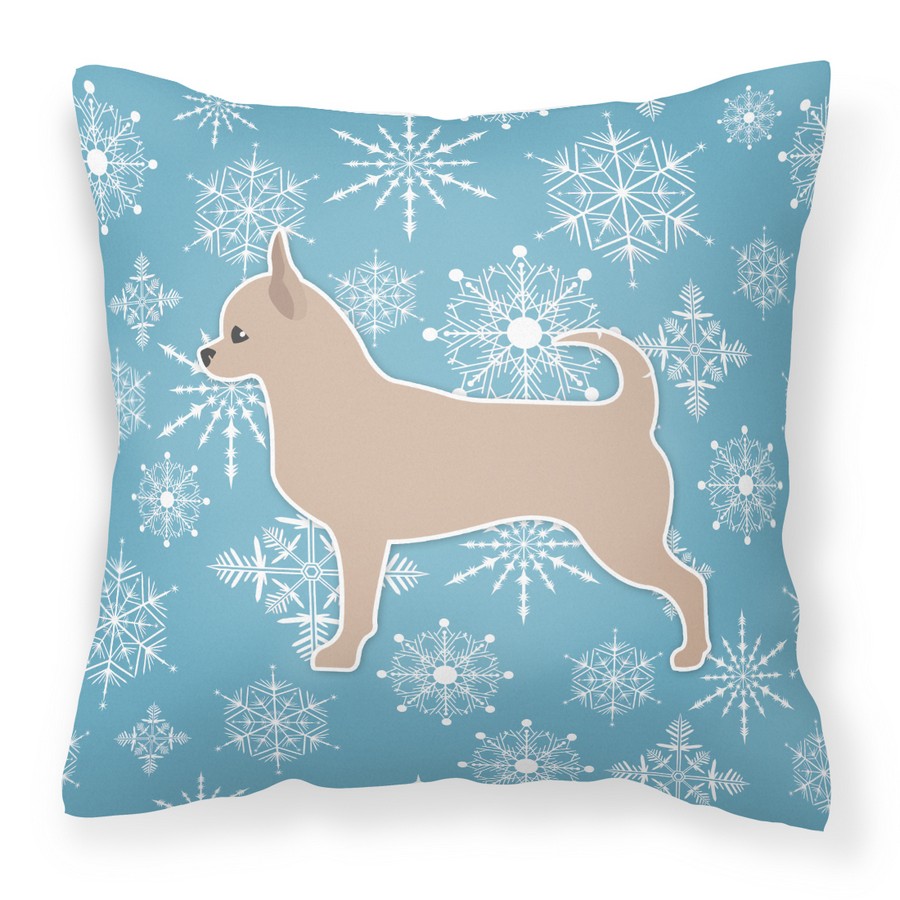Winter Snowflake Chihuahua Fabric Decorative Pillow