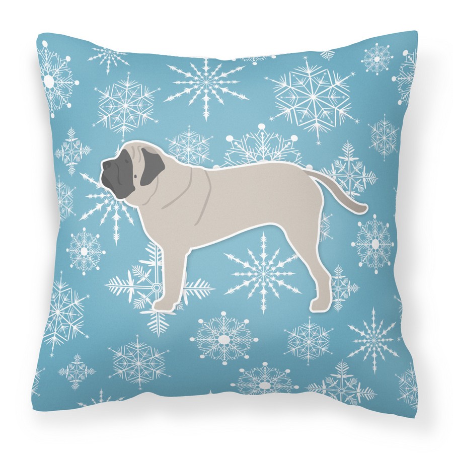 Winter Snowflake English Mastiff Fabric Decorative Pillow