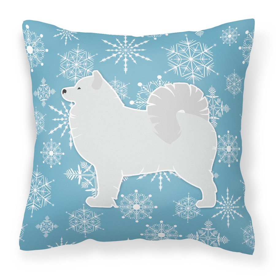 Winter Snowflake Samoyed Fabric Decorative Pillow