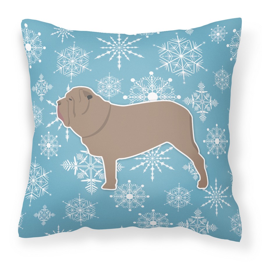 Winter Snowflake Neapolitan Mastiff Fabric Decorative Pillow