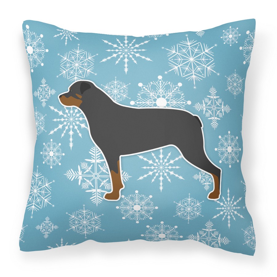 Winter Snowflake Rottweiler Fabric Decorative Pillow