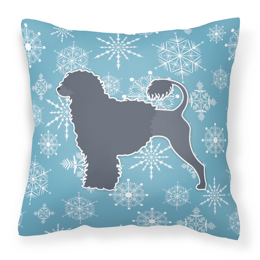 Winter Snowflake Portuguese Water Dog Fabric Decorative Pillow