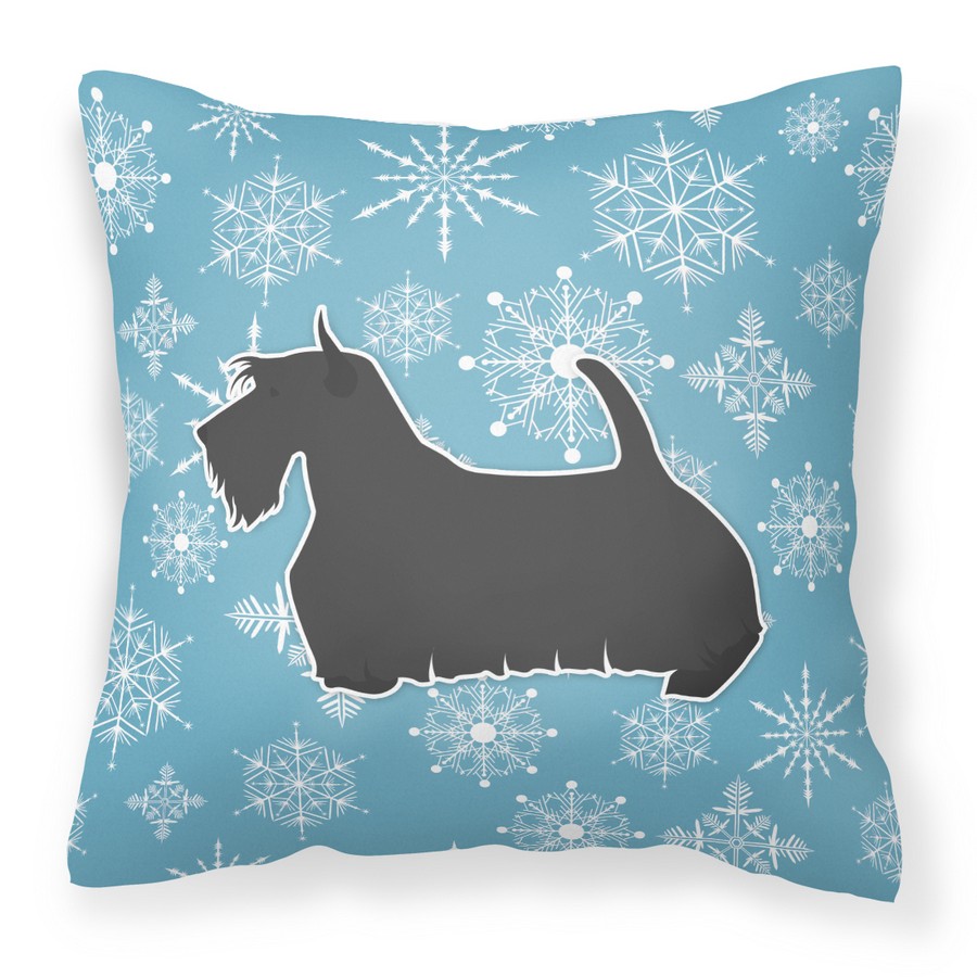 Winter Snowflake Scottish Terrier Fabric Decorative Pillow