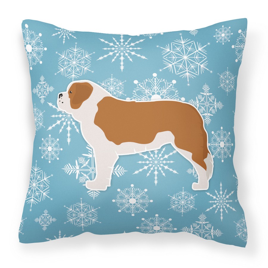 Winter Snowflake Saint Bernard Fabric Decorative Pillow