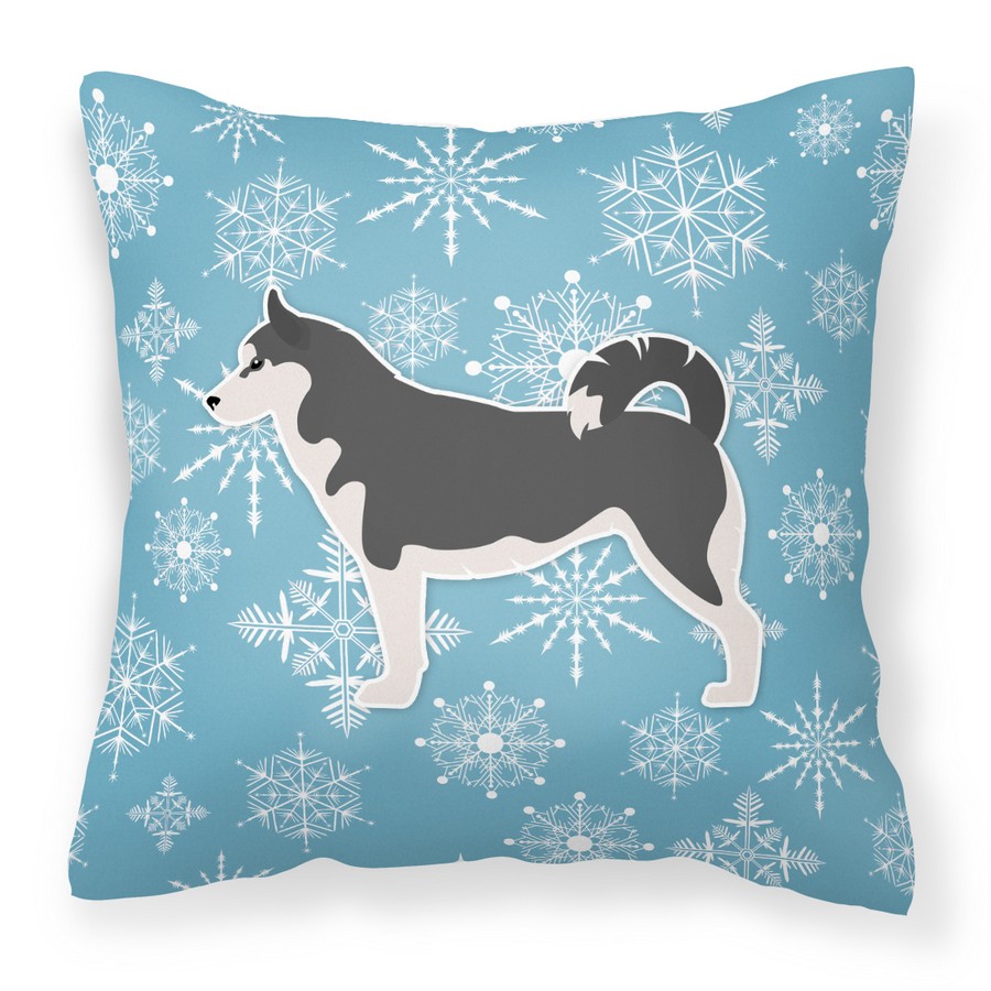 Winter Snowflake Siberian Husky Fabric Decorative Pillow
