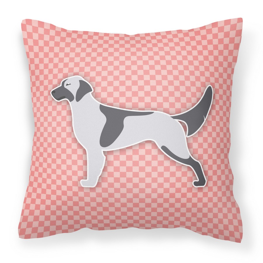 BB3581PW1818 English Setter Checkerboard Pink Fabric Decorative Pillow