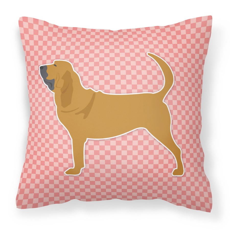 Bloodhound Checkerboard Pink Fabric Decorative Pillow