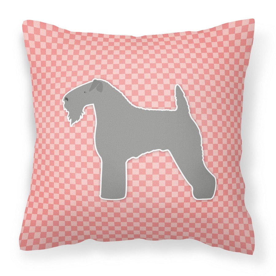 Kerry Blue Terrier Checkerboard Pink Fabric Decorative Pillow