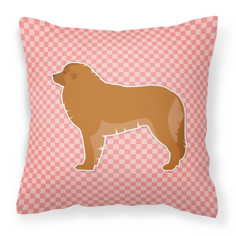 Leonberger Checkerboard Pink Fabric Decorative Pillow