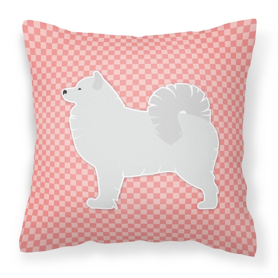 Samoyed Checkerboard Pink Fabric Decorative Pillow