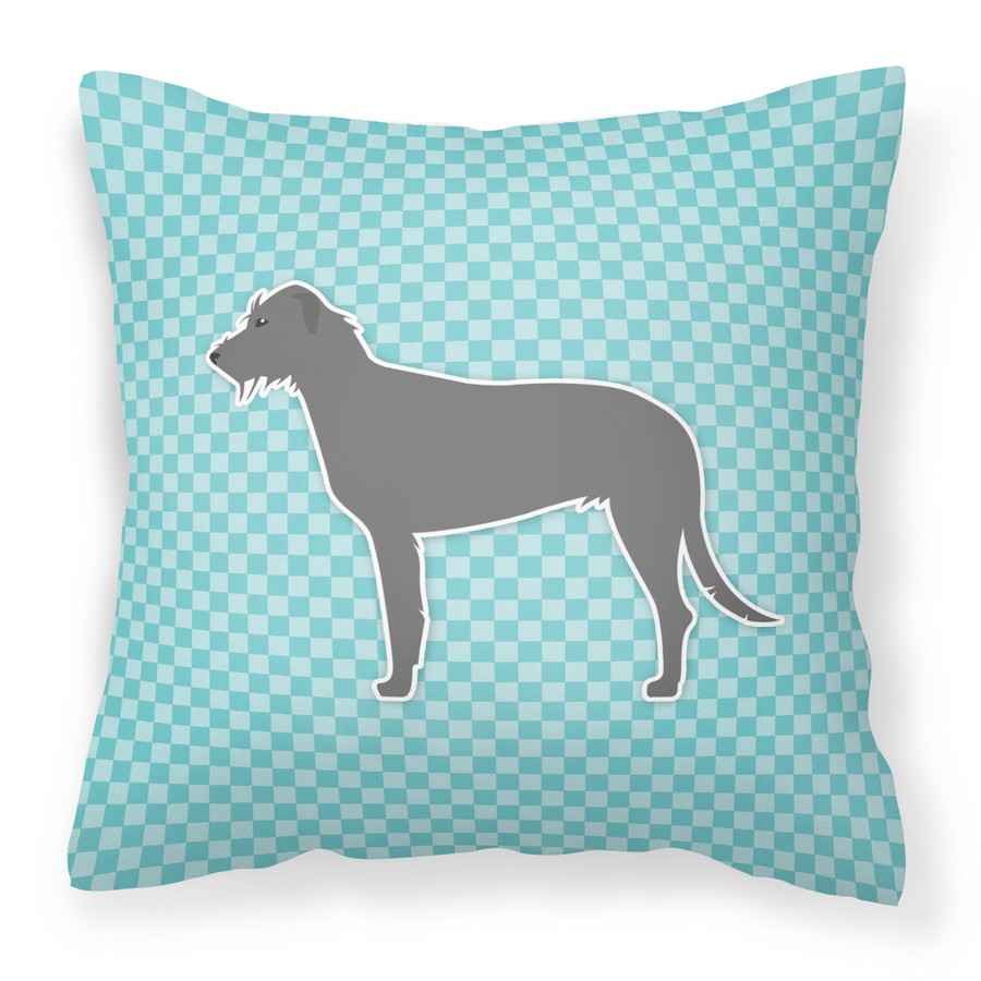 Irish Wolfhound Checkerboard Blue Fabric Decorative Pillow