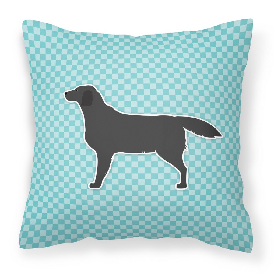 Black Labrador Retriever Checkerboard Blue Fabric Decorative Pillow