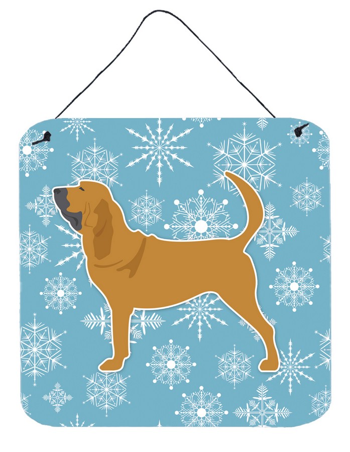 Winter Snowflake Bloodhound Wall or Door Hanging Prints
