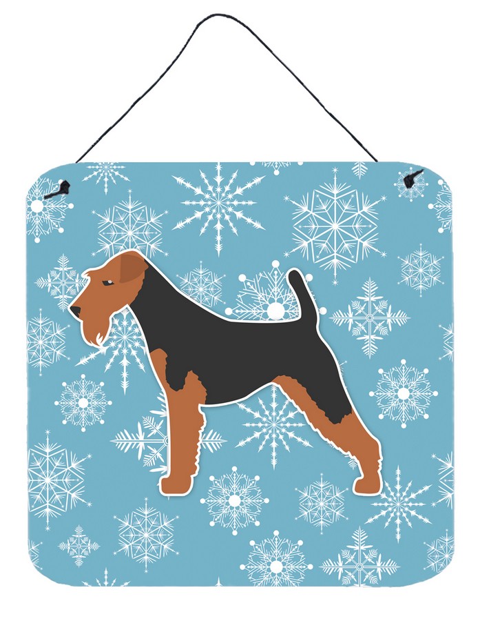 Winter Snowflake Welsh Terrier Wall or Door Hanging Prints