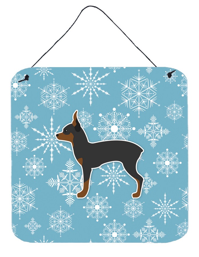 Winter Snowflake Toy Fox Terrier Wall or Door Hanging Prints