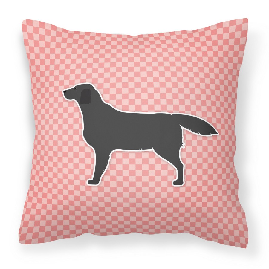 Black Labrador Retriever Checkerboard Pink Fabric Decorative Pillow