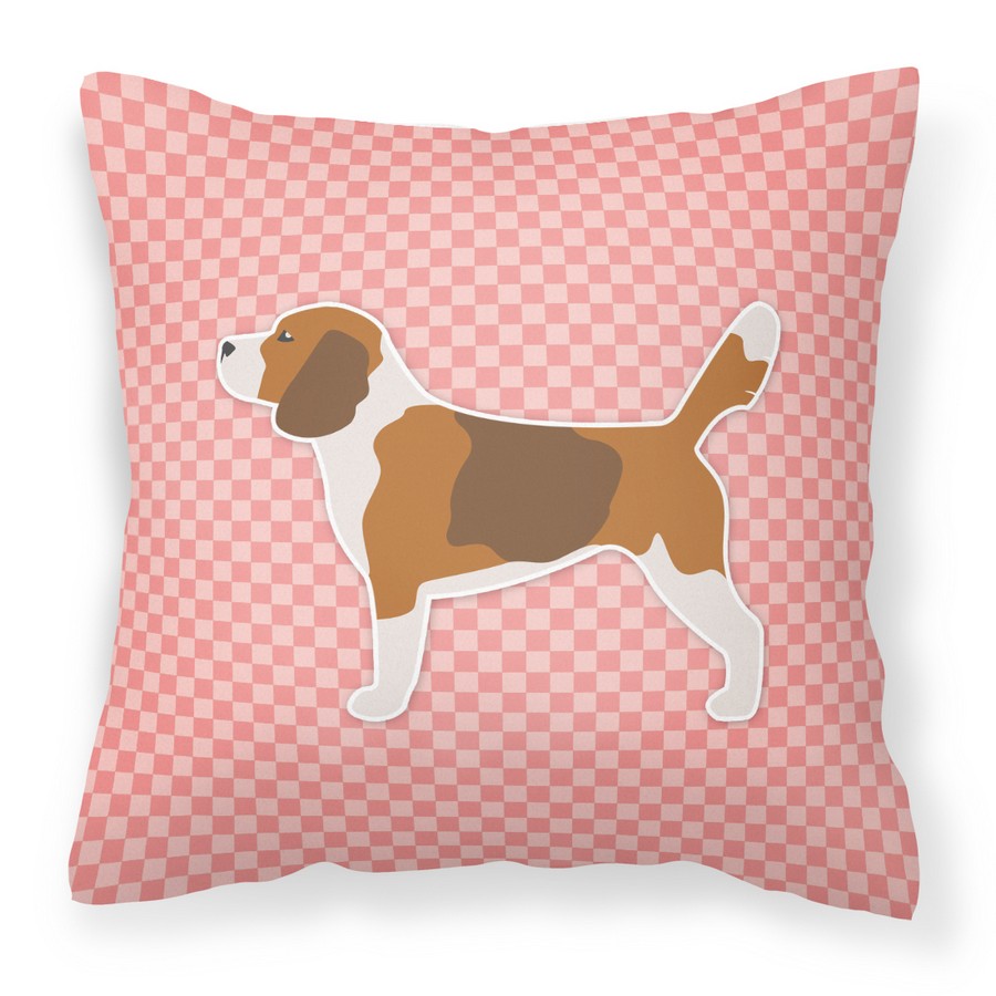 Beagle Checkerboard Pink Fabric Decorative Pillow