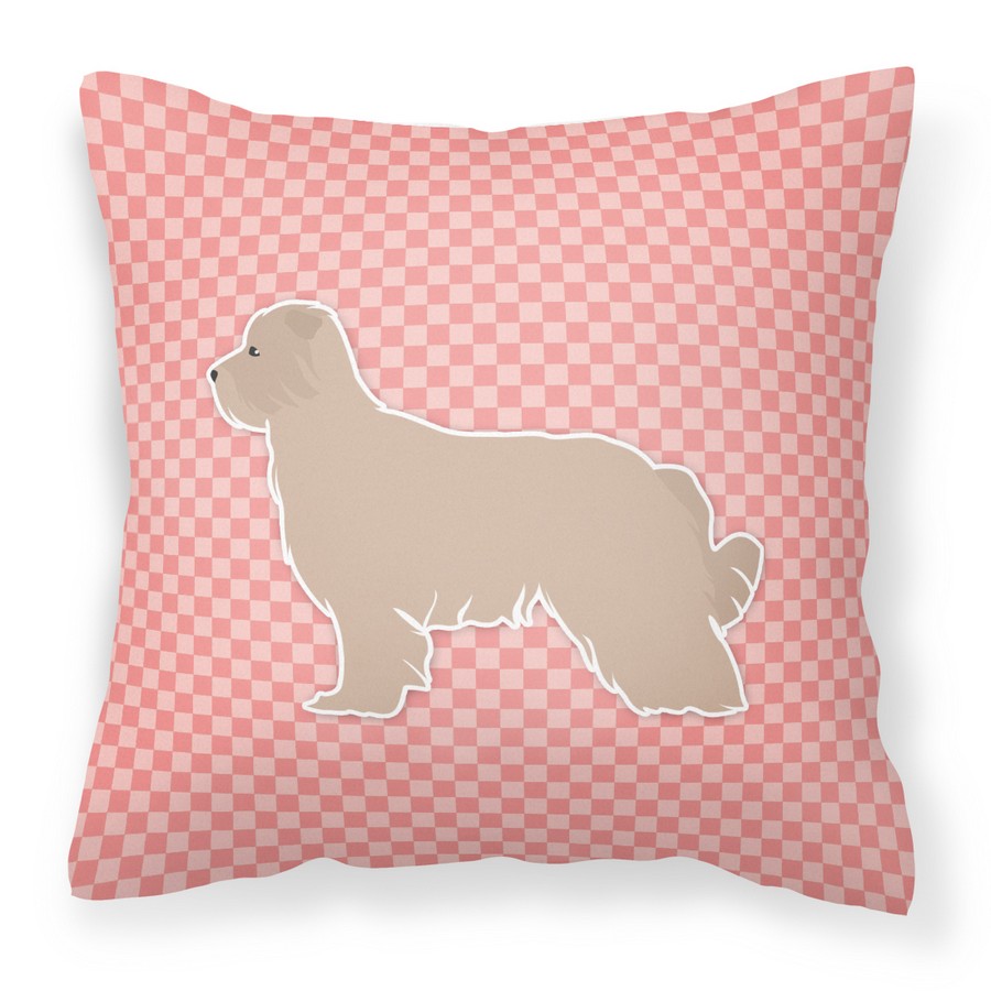 Pyrenean Shepherd Checkerboard Pink Fabric Decorative Pillow