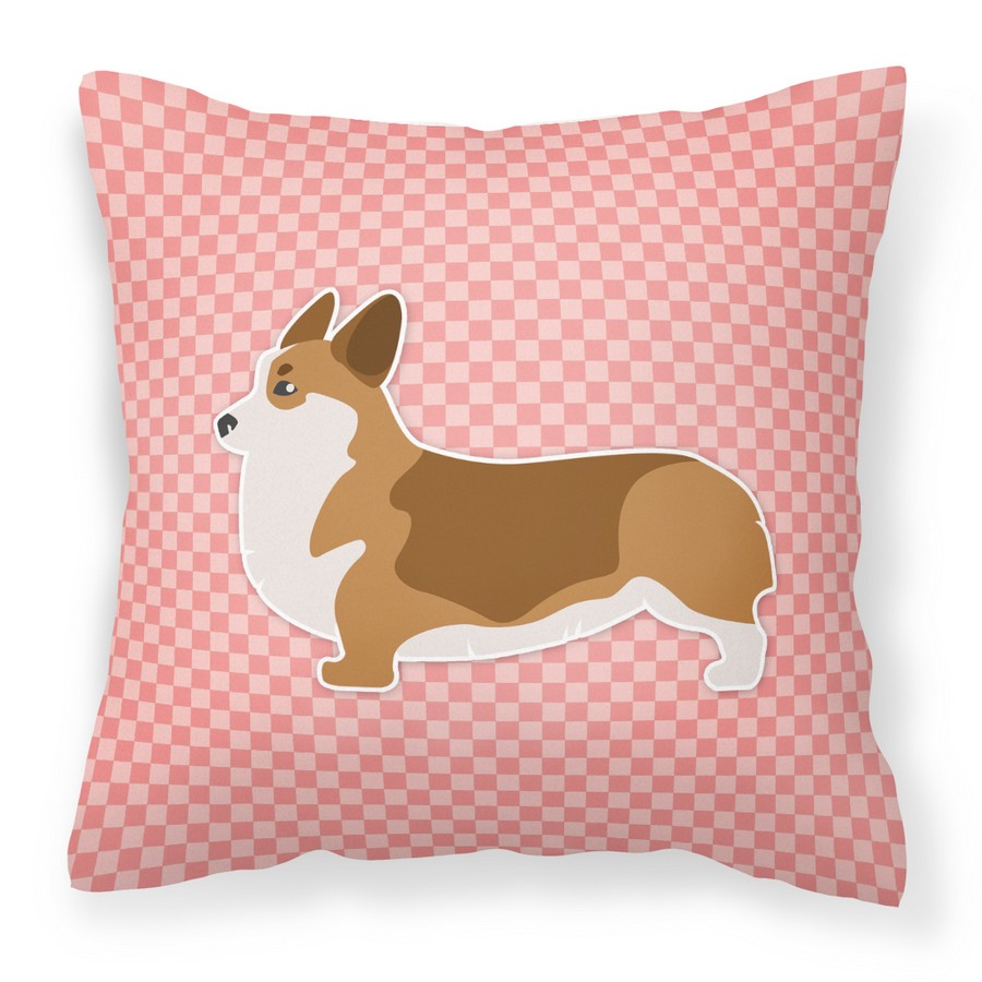 Corgi Checkerboard Pink Fabric Decorative Pillow
