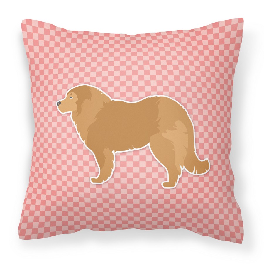 Caucasian Shepherd Dog Checkerboard Pink Fabric Decorative Pillow
